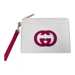 GUCCI GG Leather Document Bag Clutch Small Women's Ecru
