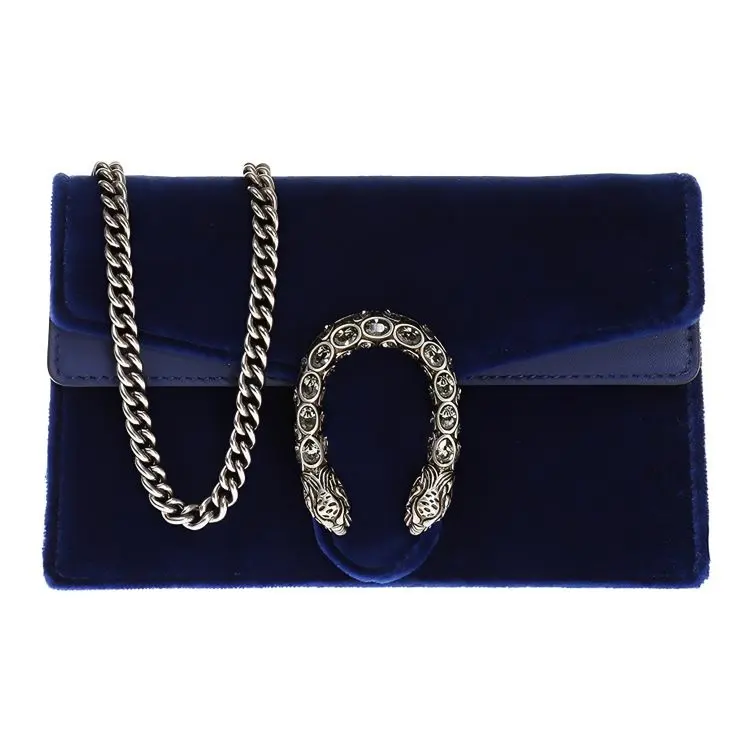 GUCCI Dionysus Velvet Chain Crossbody Bag, Shoulder Bag Extra Mini Women's Dark Blue