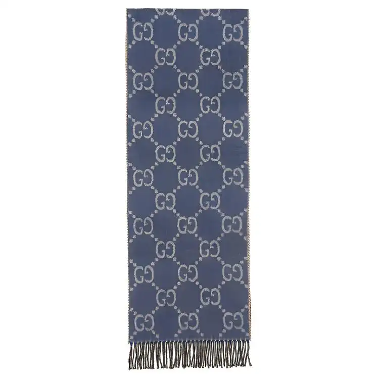 GUCCI GG Wool Knit Scarves Women's Blue