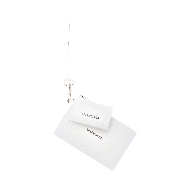 Balenciaga Cash Lanyard Grain Calfskin Card Holder Women's White