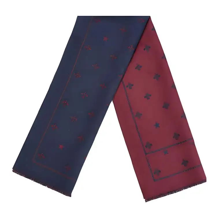 GUCCI Knit Scarves Men's Dark Red/Blue