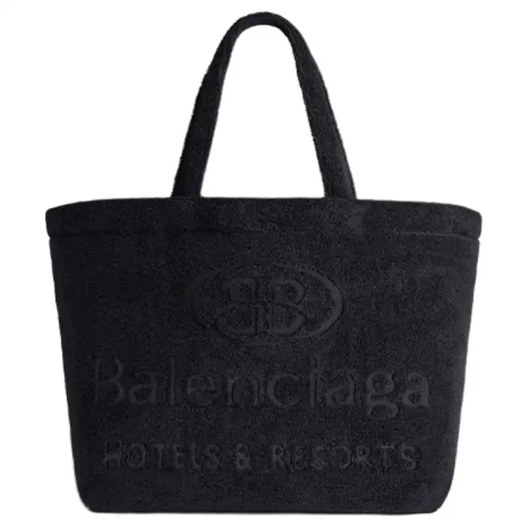 Balenciaga Cotton With Calfskin Tote Bag, Shopping Bag, Handbag Large Women's Black