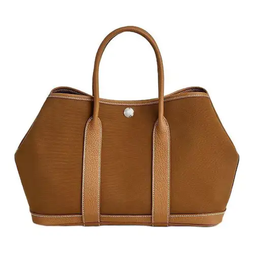 HERMES Hermès Garden Party Party 30 Officier canvas and Negonda calfskin handbag 30 women's maroon with ultramarine blue and gold