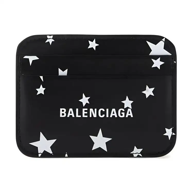 Balenciaga Cow Leather Card Holder Unisex Black