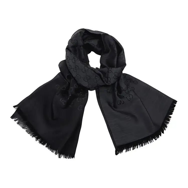 GUCCI Knit Scarves Unisex Dark Charcoal Gray