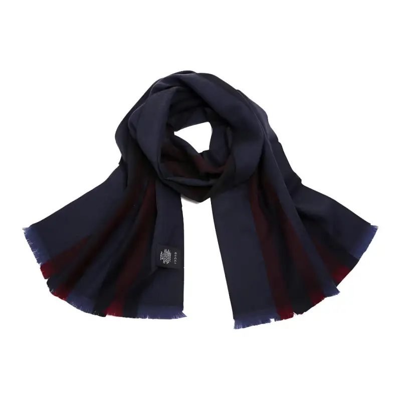 GUCCI Wool Knit Scarves Men's Dark Blue