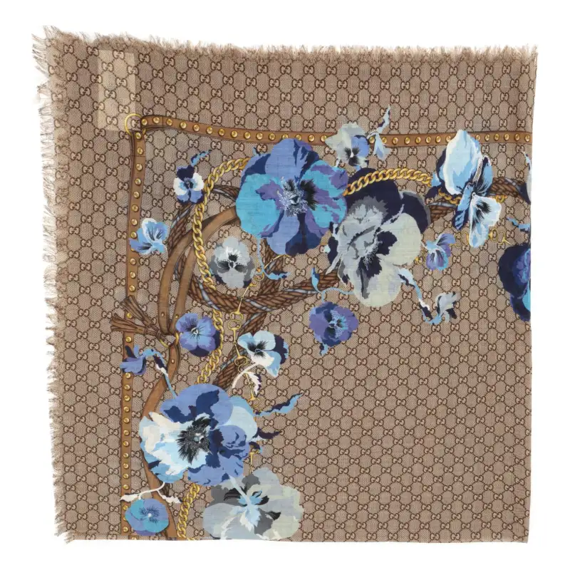 GUCCI GG Wool Knit Scarves Women's Dark Umber