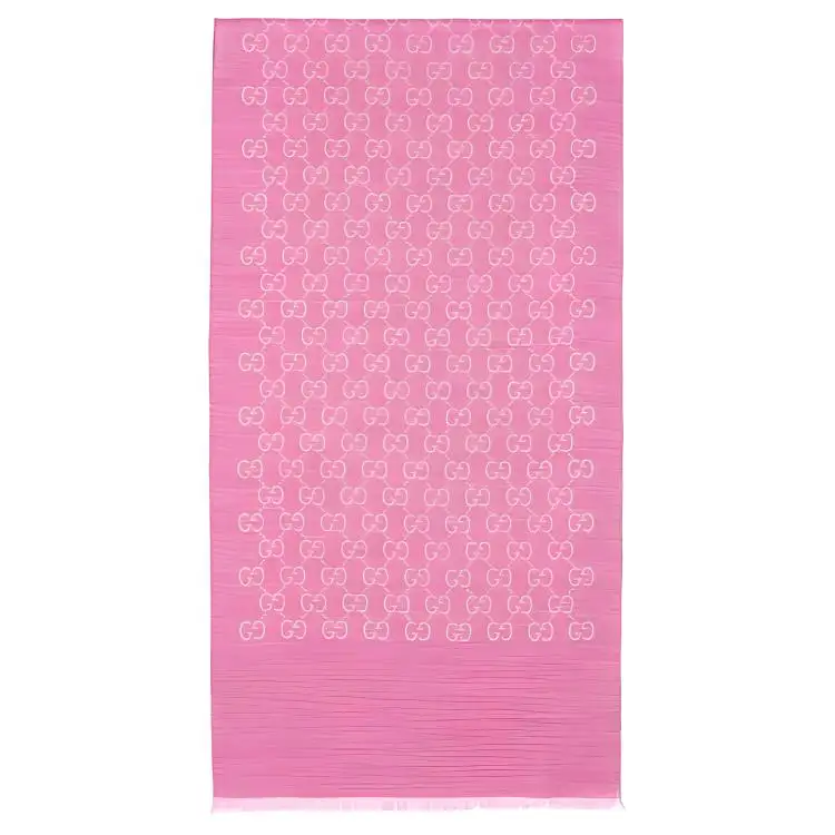 GUCCI Women's Double G Jacquard Fringe Shawl Wool Scarf