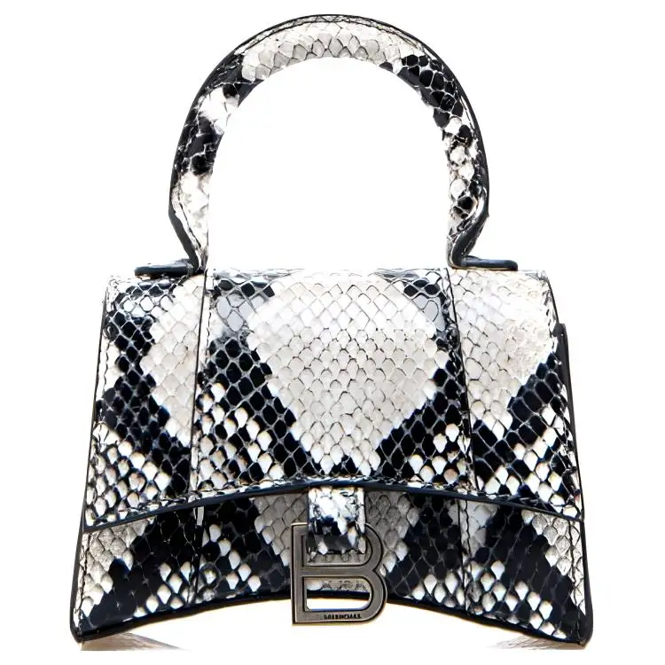 Balenciaga Hourglass Calfskin Crossbody One Shoulder Handbag Women's Black White