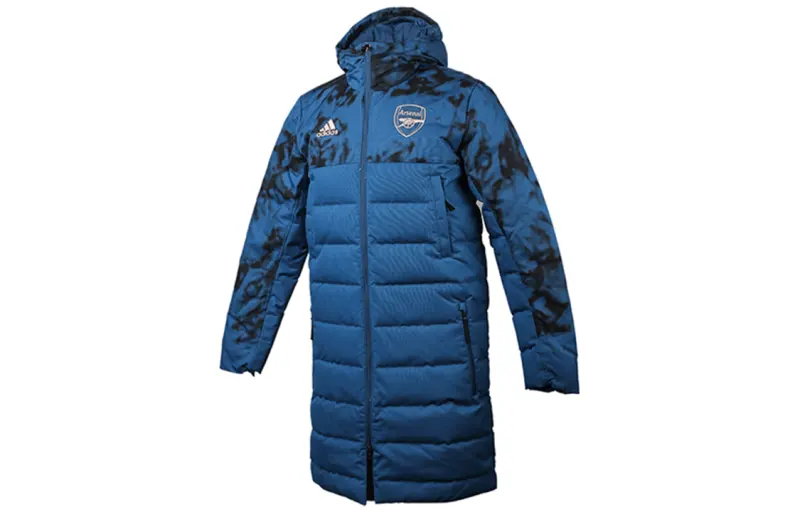 Adidas Colorblock Hooded Down Jacket Men's Blue
