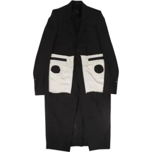 RICK OWENS Coats Men's Black Stand Collar Moderate