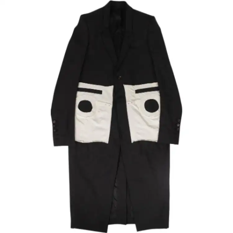 RICK OWENS Coats Men's Black Stand Collar Moderate