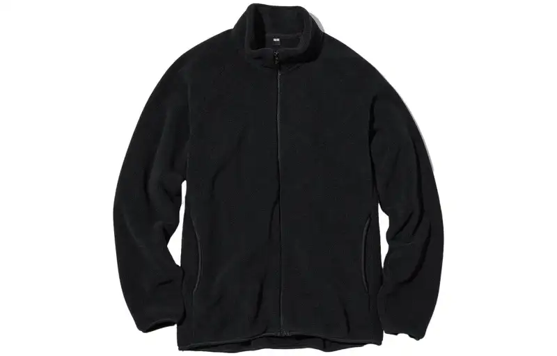 UNIQLO Solid Color Stand Collar Zipper Long Sleeved Jacket With Thickened And Fleece Lining Velvet feel Coat Unisex