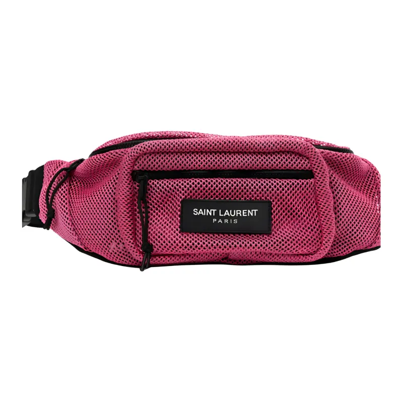 SAINT LAURENT Mesh Zip Closure Fanny Pack Men's Purple