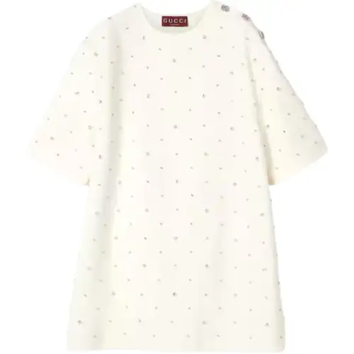 GUCCI T Shirts Women's Ivory Crew Neck Moderate Straight Fit