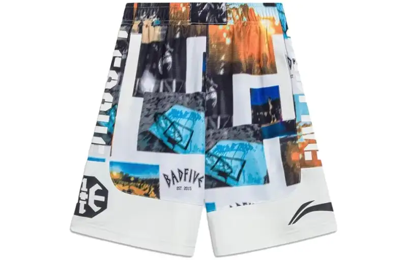 Li Ning x Mister Cartoon BADFIVE Sports Shorts Men's Photo All Over Print Ivory