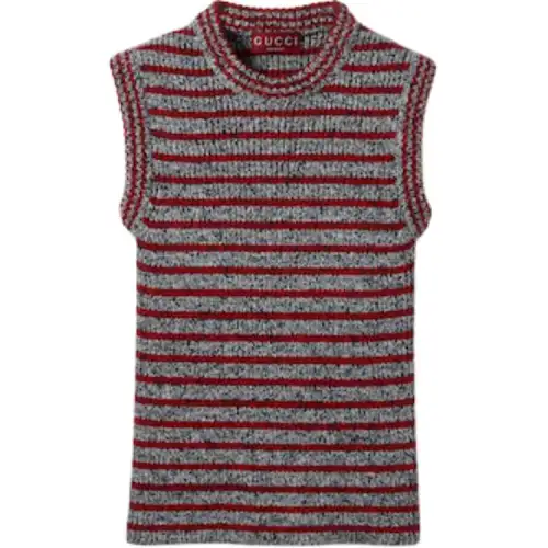 GUCCI Tank Top Women's Gray Red