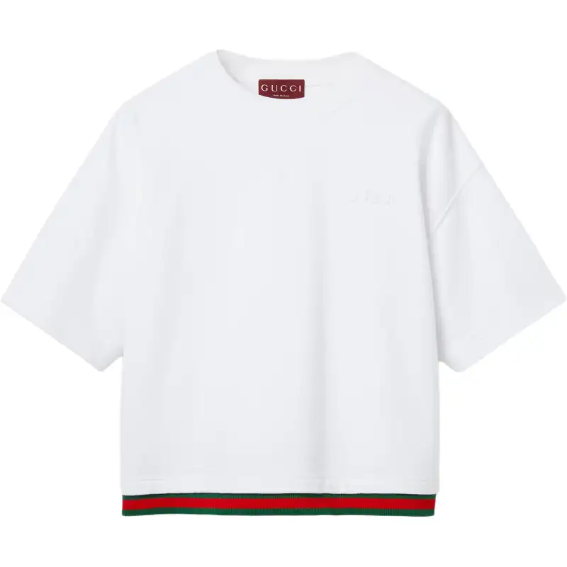 GUCCI Web Detailed Cropped Jersey Top