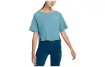 Nike T Shirts Women's Peacock Blue Crew Neck Moderate Straight Fit