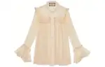 GUCCI SS21 Borderless Overture Chiffon Shirt Women's Ecru