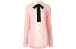 GUCCI Shirts Women's Pink Scarf Collar Moderate Shirt