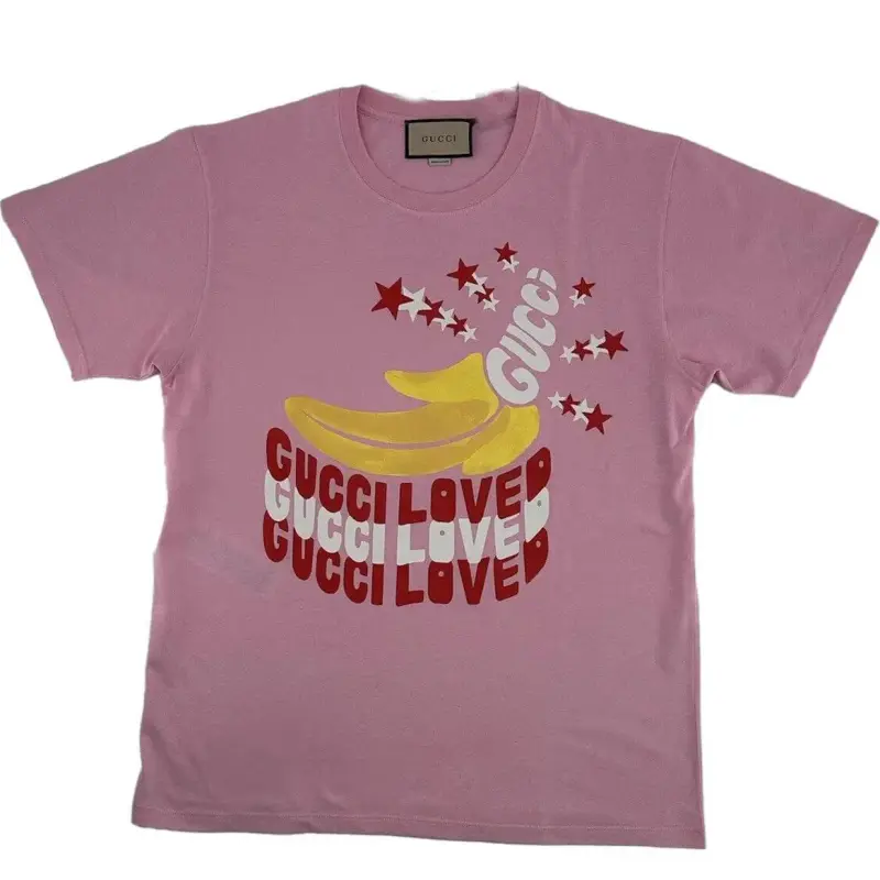 GUCCI T Shirts Women's Pink Crew Neck Moderate Straight Fit