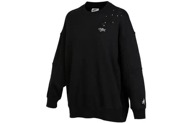 Nike Women'ss Fleece Crewneck Long-Sleeve Sweatshirt Black