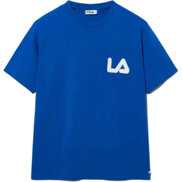 FILA T Shirts Unisex Blue Crew Neck Straight Fit