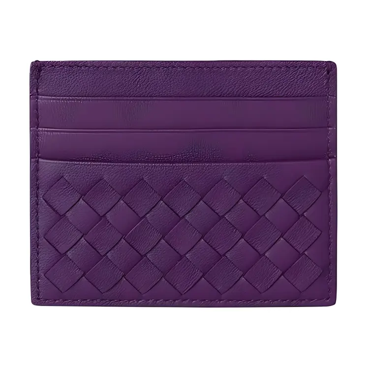 Bottega Veneta Fashion Sheepskin Card Holder Women's Purple