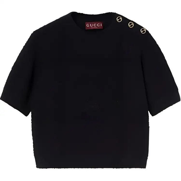 GUCCI Interlocking G Buttoned Knit Top