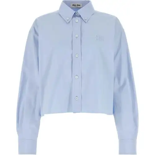 MIU MIU Shirts Women's Blue Lapel Moderate Other