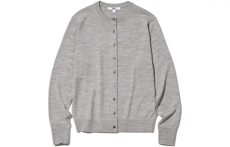 UNIQLO Knitwear Women's Smoke Gray Crew Neck Moderate Cardigan
