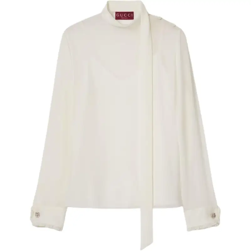 GUCCI Gg Georgette Tie Detailed Top