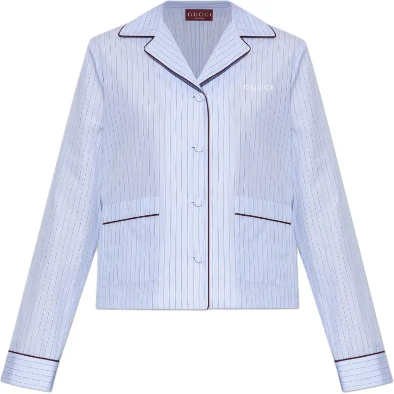 GUCCI Logo Embroidered Striped Top