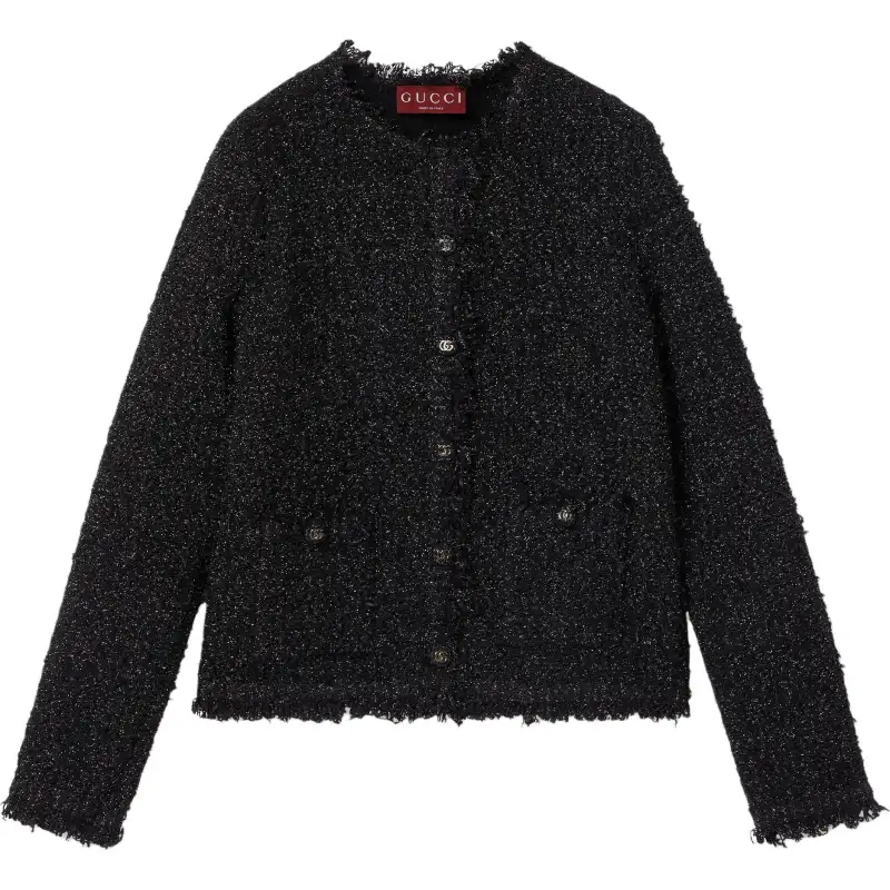 GUCCI Tweed Button Up Cardigan