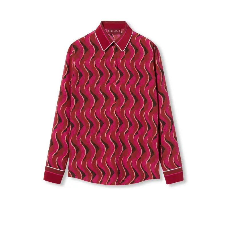 GUCCI Shirts Women's Red Pointed Collar Moderate Other