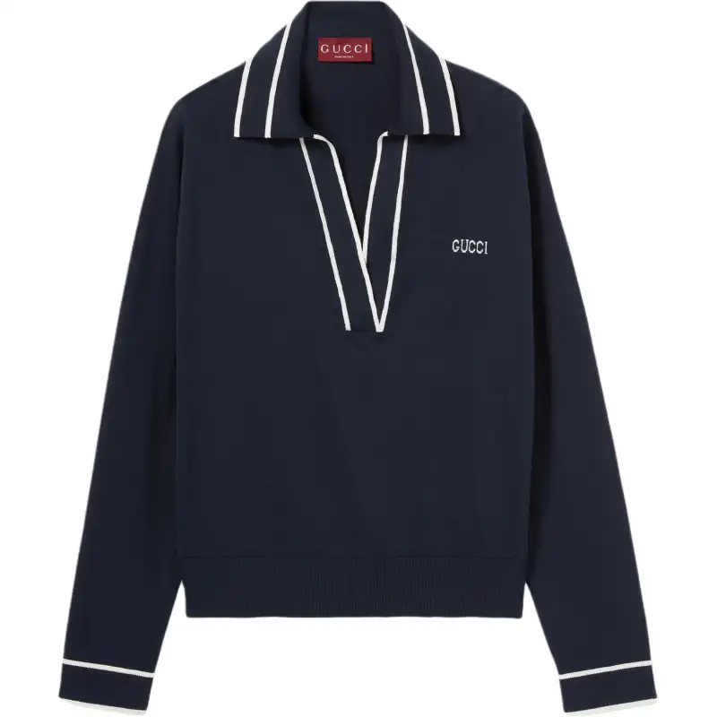GUCCI Logo Intarsia Polo Top