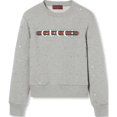 GUCCI Logo Printed Embellished Sweatshirt