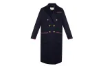 GUCCI Coats Women's Navy Blue Suit Collar Moderate Straight Fit