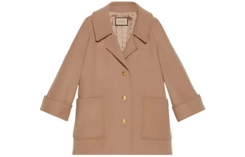 GUCCI Coats Women's Camel Suit Collar Moderate