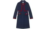 GUCCI Coats Women's Dark Blue Lapel Moderate