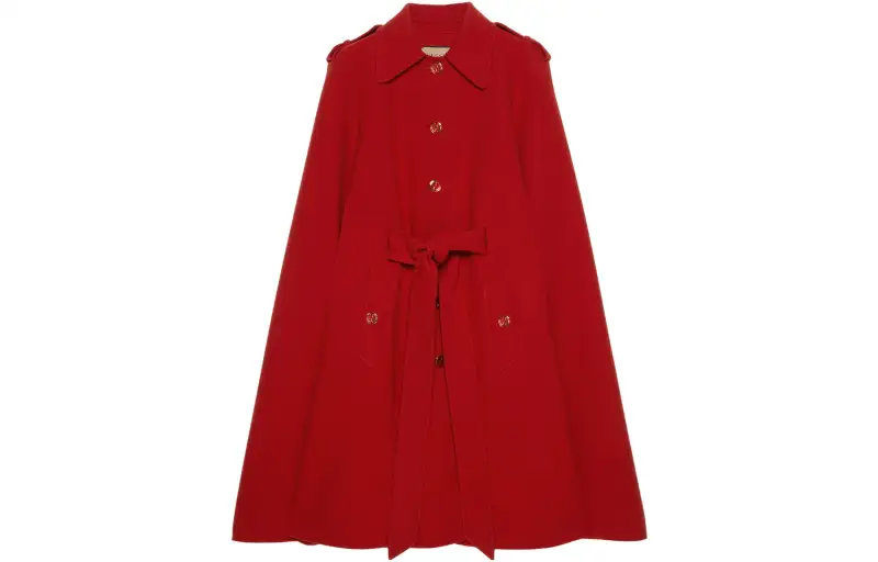 GUCCI Coats Women's Red Lapel Moderate Straight Fit