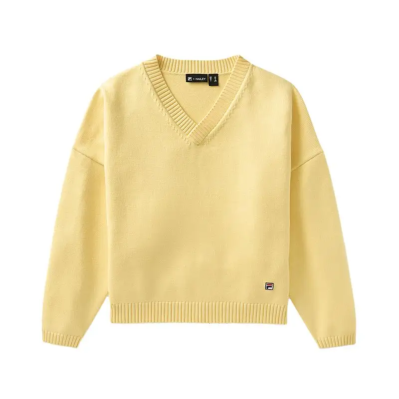FILA Knitwear Women's Yellow V Neck Moderate