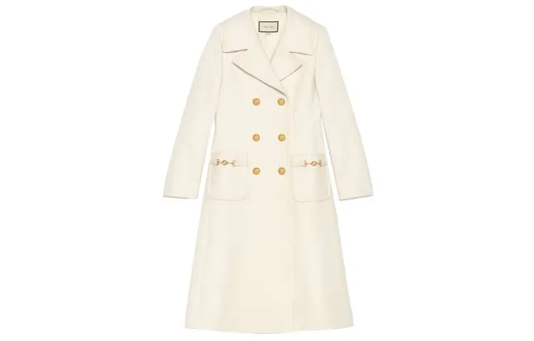 GUCCI Coats Women's White Lapel Moderate Straight Fit