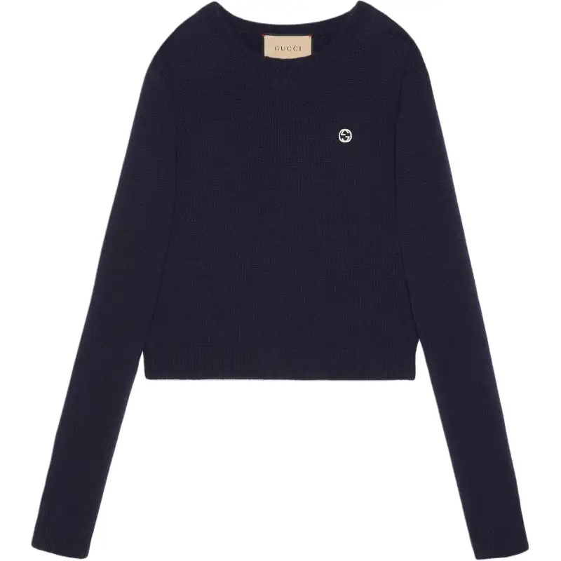 GUCCI Sweaters Women's Blue Crew Neck Moderate Other