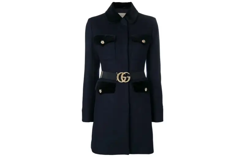GUCCI Coats Women's Black Square Collar Moderate