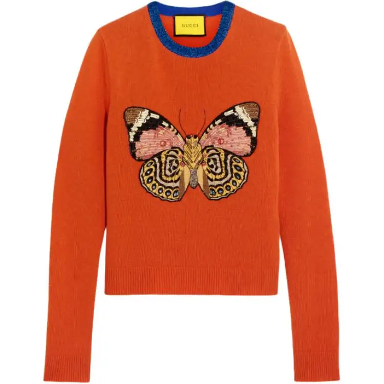 GUCCI Knitwear Women's Orange Crew Neck Moderate