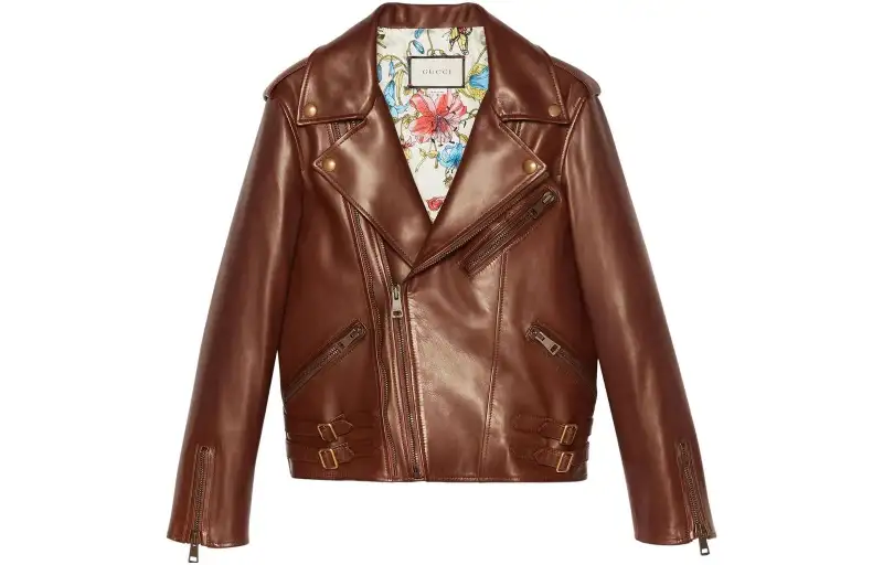 GUCCI Leather Jacket Women's Umber