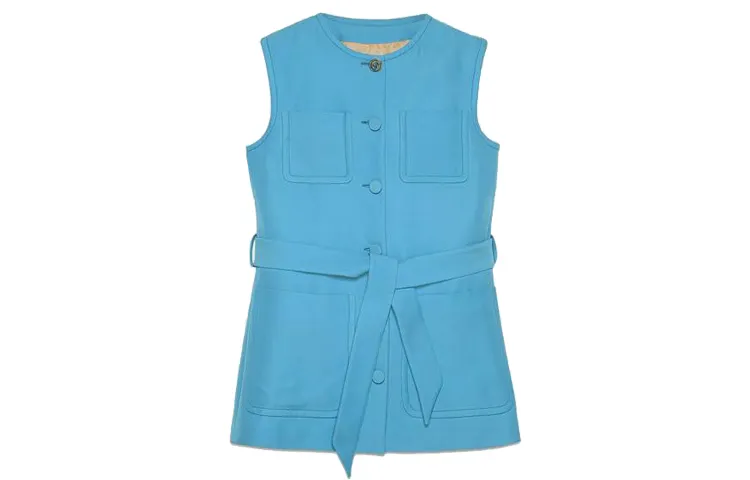 GUCCI Vests Women's Light Blue Crew Neck Moderate Other