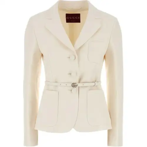 GUCCI Logo Plaque Belted Blazer